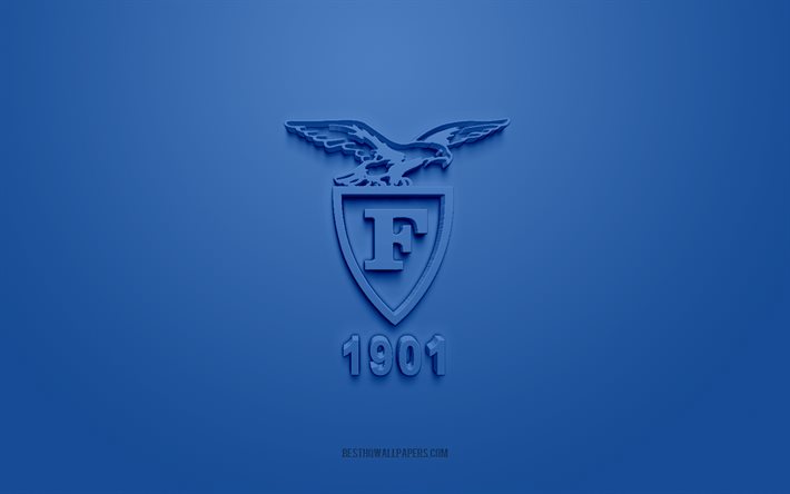 Fortitudo Bologna, logo 3D cr&#233;atif, fond bleu, LBA, embl&#232;me 3d, club de basket italien, Lega Basket Serie A, Bologne, Italie, art 3d, basket-ball, logo 3d Fortitudo Bologna