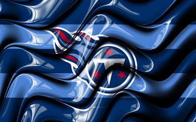 Tennessee Titans bayrağı, 4k, mavi 3D dalgalar, NFL, amerikan futbol takımı, Tennessee Titans logosu, amerikan futbolu, Tennessee Titans