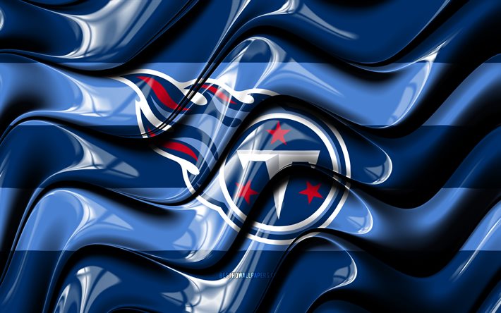 Bandeira do Tennessee Titans, 4k, ondas 3D azuis, NFL, time de futebol americano, logotipo do Tennessee Titans, futebol americano, Tennessee Titans