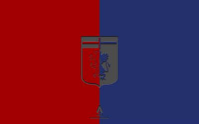 Cenova CFC, kırmızı mavi arka plan, İtalyan futbol takımı, Cenova CFC amblemi, Serie A, İtalya, futbol, Cenova CFC logosu