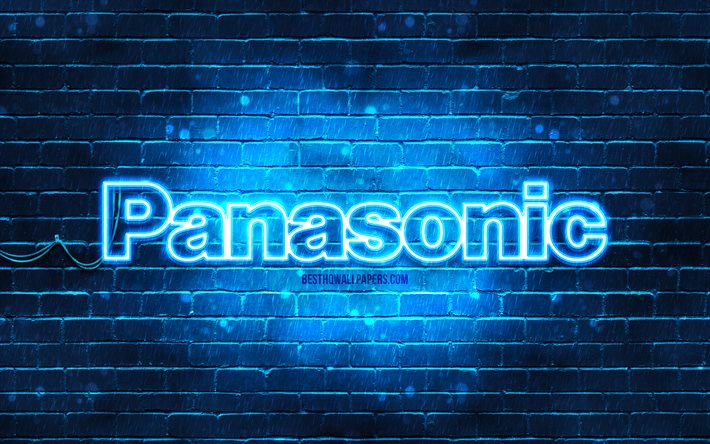 Download Wallpapers Panasonic Blue Logo 4k Blue Brickwall Panasonic Logo Brands Panasonic Neon Logo Panasonic For Desktop Free Pictures For Desktop Free