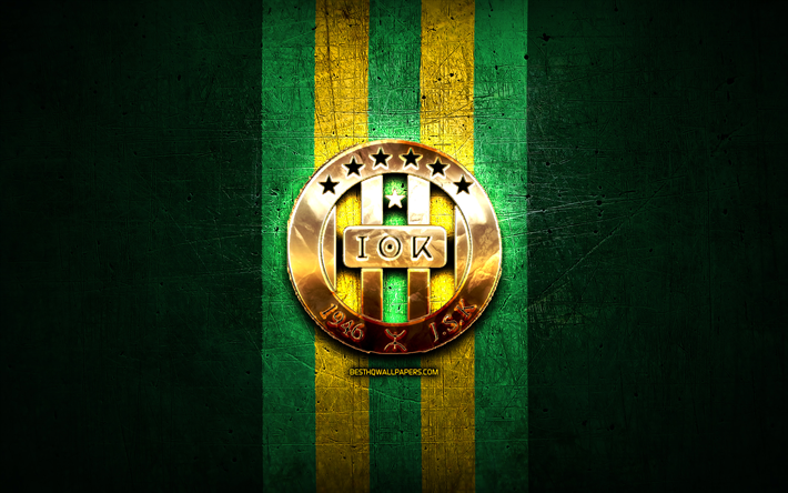 jsカビリーfc, 金色のロゴ, アルジェリアシャンピオンネル1, 緑の金属の背景, フットボール, アルジェリアのサッカークラブ, jsカビリーのロゴ, サッカー, jsカビリー
