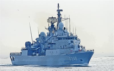 tcg yavuz, f-240, 4k, arte vectorial, dibujo tcg yavuz, fuerzas navales turcas, arte creativo, arte tcg yavuz, f240, dibujo vectorial, barcos abstractos, tcg yavuz f-240, armada turca