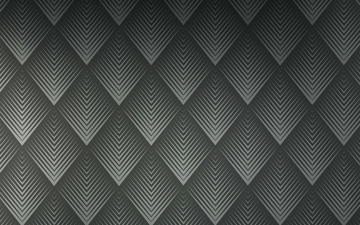 black rhombuses, abstract patterns, rhombus patterns, gray abstract background, creative, background with rhombuses, abstract textures, rhombuses