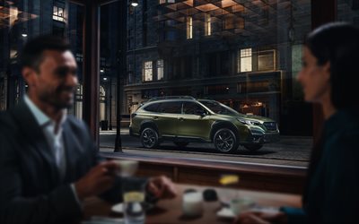2022, Subaru Outback, 4k, front view, exterior, SUV, off-road wagon, green Outback, Japanese cars, Subaru