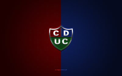 Union Comercio, Peruvian football club, blue red logo, blue red carbon fiber background, Liga 1, football, Peruvian Primera Division, Nueva Cajamarca, Peru, Union Comercio logo