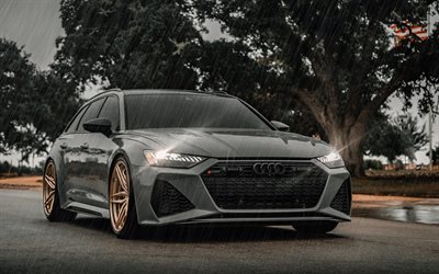 2022, Audi RS6 Avant, C8, 4k, front view, exterior, new gray RS6 Avant, RS6 tuning, German cars, Audi
