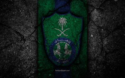Al-Ahli FC, 4k, emblema, Saudi Professional League, el f&#250;tbol, la textura de asfalto, Arabia Saudita, logotipo, Jeddah, piedra negra, el FC Al-Ahli