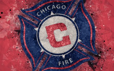 Chicago Fire SC, 4k, American soccer club, logo, creative geometric art, abstraction, emblem, art, MLS, Chicago, Illinois, USA, Major League Soccer, football