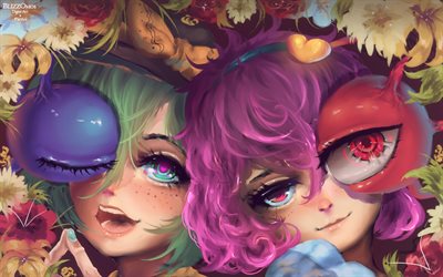 Satori Komeiji, Koishi Komeiji, close-up, personajes de anime, manga, Touhou