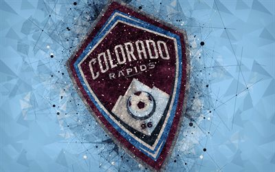 Colorado Rapids, 4k, American soccer club, logo, luova geometrinen art, sininen abstrakti tausta, tunnus, art, MLS, Chicago, Illinois, USA, Major League Soccer, jalkapallo