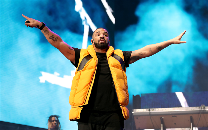 4k, Drake, stage, canadian rapper, concert, Aubrey Drake Graham, Drake on stage