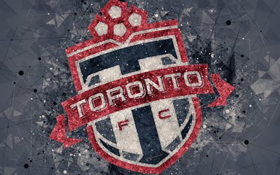 Toronto FC, 4k, Amerikan Futbol Kul&#252;b&#252;, logo, yaratıcı geometrik sanat, soyut gri arka plan, amblem, sanat, İLKAY, Toronto, Kanada, AMERİKA Birleşik Devletleri, Major League Soccer, futbol