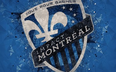 Montreal Impact FC, 4k, American soccer club, logo, luova geometrinen art, sininen abstrakti tausta, tunnus, art, MLS, Montreal, Quebec, Kanada, USA, Major League Soccer, jalkapallo