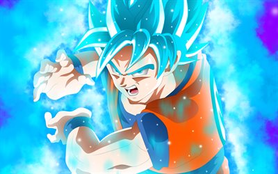 Super Saiyajin Azul, luchador, DBS, el Super Saiyajin Dios, 4k, Dragon Ball Super, manga, Azul Goku, Dragon Ball, Goku Super Saiyajin Azul, Goku