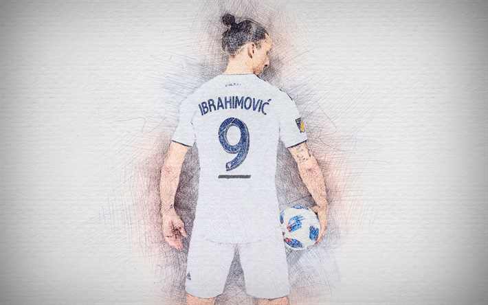 Zlatan Ibrahimovic, 4k, obras de arte, las estrellas del f&#250;tbol, de Los &#193;ngeles Galaxy, Ibrahimovic, de f&#250;tbol, de la MLS, los ANGELES Galaxy, futbolistas, dibujo Ibrahimovic, FC Los &#193;ngeles Galaxy