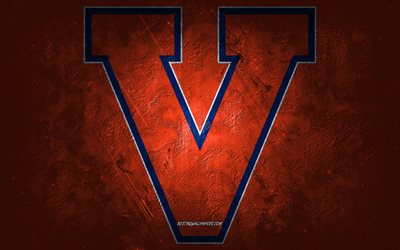 Virginia Cavaliers, amerikkalaisen jalkapallon joukkue, oranssi tausta, Virginia Cavaliersin logo, grunge-taide, NCAA, amerikkalainen jalkapallo, Virginia Cavaliersin tunnus
