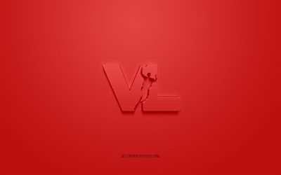 Victoria Libertas Pallacanestro, luova 3D-logo, punainen tausta, LBA, 3d-tunnus, italialainen koripalloseura, Lega Basket Serie A, Pesaro, Italia, 3d-taide, koripallo, Victoria Libertas Pallacanestro 3d-logo