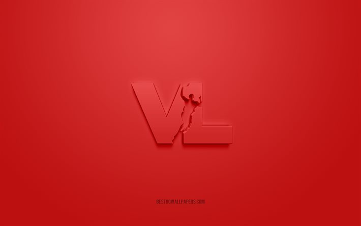 Victoria Libertas Pallacanestro, creative 3D logo, red background, LBA, 3d emblem, Italian basketball club, Lega Basket Serie A, Pesaro, Italy, 3d art, basketball, Victoria Libertas Pallacanestro 3d logo