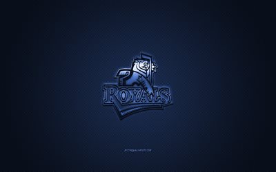 Victoria Royals, time canadense de h&#243;quei no gelo, WHL, logotipo azul, fundo azul de fibra de carbono, Western Hockey League, h&#243;quei no gelo, Victoria, Canad&#225;, logotipo do Victoria Royals