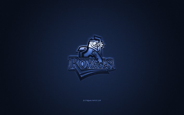 Victoria Royals, Kanada buz hokeyi takımı, WHL, mavi logo, mavi karbon fiber arka plan, Batı Hokeyi Ligi, buz hokeyi, Victoria, Kanada, Victoria Royals logosu