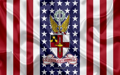 Emblema del Virginia Military Institute, bandiera americana, logo del Virginia Military Institute, Lexington, Virginia, USA, Virginia Military Institute
