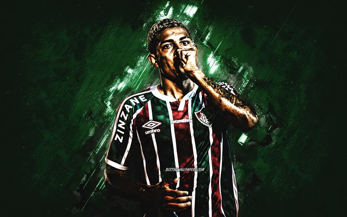 John Kennedy, portrait, fond de pierre verte, Fluminense, Serie A, Br&#233;sil, football, John Kennedy Batista de Souza