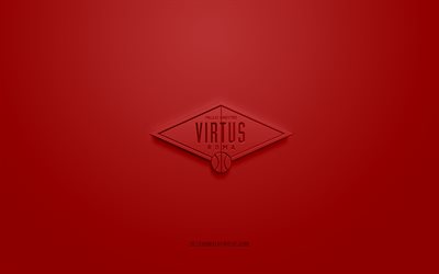 Virtus Roma, logotipo 3D criativo, fundo vermelho-amarelo, LBA, emblema 3D, clube italiano de basquete, Lega Basket Serie A, Roma, It&#225;lia, arte 3D, basquete, logotipo 3D da Virtus Roma