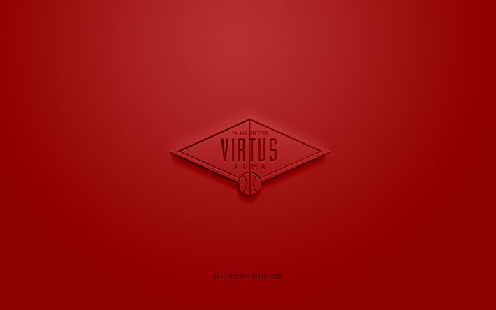 Virtus Roma, creative 3D logo, red-yellow background, LBA, 3d emblem, Italian basketball club, Lega Basket Serie A, Rome, Italy, 3d art, basketball, Virtus Roma 3d logo