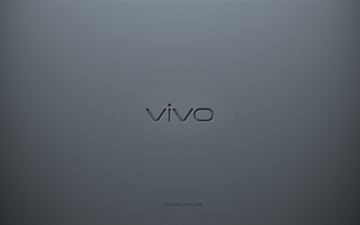 Vivo-logo, harmaa luova tausta, Vivo-tunnus, harmaa paperirakenne, Vivo, harmaa tausta, Vivo 3d-logo