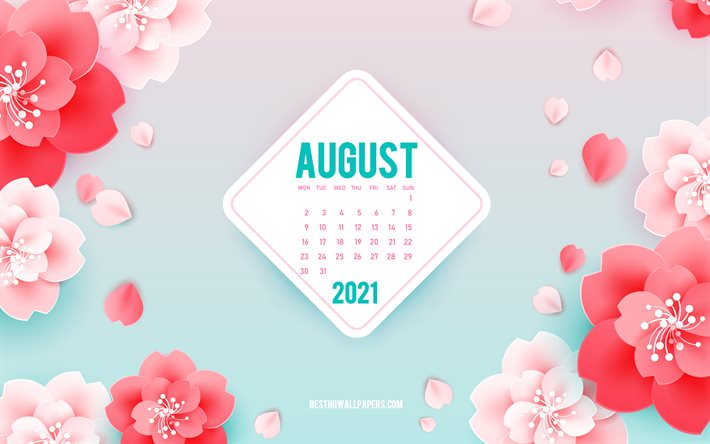 Descargar fondos de pantalla Calendario de agosto de 2021, 4k, flores  rosas, arte de primavera, agosto, calendarios de verano de 2021, fondo de  verano con flores, calendario de agosto de 2021, flores