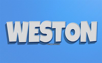 Weston, blue lines background, wallpapers with names, Weston name, male names, Weston greeting card, line art, picture with Weston name