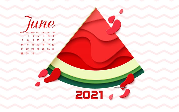 2021年6月カレンダー, 2021年夏のカレンダー, すいか, クリエイティブアート, 2021年のコンセプト, 6月, 夏のアート, 2021年6月のカレンダー