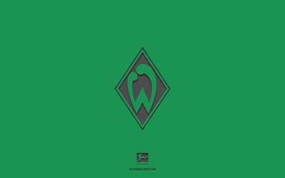 SV Werder Bremen, green background, German football team, SV Werder Bremen emblem, Bundesliga, Germany, football, SV Werder Bremen logo