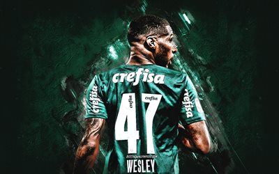 Wesley Ribeiro Silva, Palmeiras, Brazilian Footballer, Green Stone Background, Football, Sociedade Esportiva Palmeiras