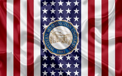 Western Washington University Emblem, American Flag, Western Washington University logo, Bellingham, Washington, USA, Western Washington University