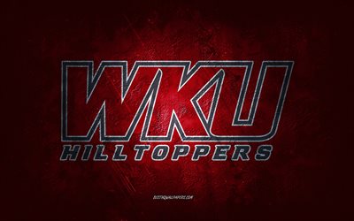 Western Kentucky Hilltoppers, American football team, red background, Western Kentucky Hilltoppers logo, grunge art, NCAA, American football, Western Kentucky Hilltoppers emblem