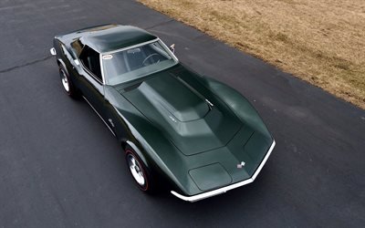 Chevrolet Corvette, 1969, coche Deportivo, negro Corvette, Chevrolet