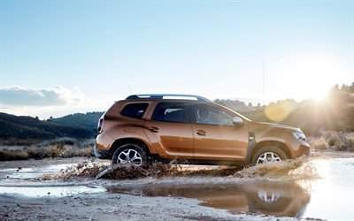 Dacia Duster, 2018, 4WD, side view, crossover, new bronze Duster, French cars, Renault, Dacia