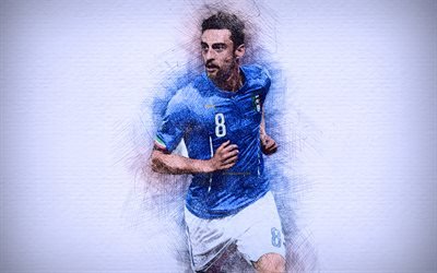 4k, Claudio Marchisio, İtalyan futbol takımı, sanat, futbol, Marchisio, futbolcular, &#231;izim Marchisio, İtalya Milli Takımı