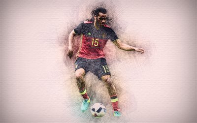4k, Jason Denayer, Belgisk fotboll, konstverk, fotboll, Denayer, fotbollsspelare, ritning Jason Denayer, Belgiska Landslaget