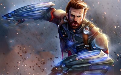 Captain America, konstverk, superhj&#228;ltar, 2018 film, Avengers Infinity Krig