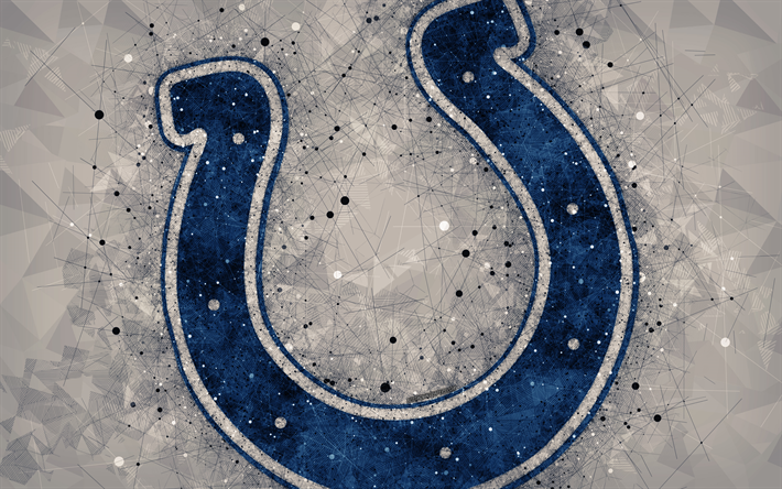 Indianapolis Colts, 4k, logo, geometrik sanat, Amerikan futbol kul&#252;b&#252;, yaratıcı sanat, soyut gri arka plan, NFL, Indianapolis, Indiana, ABD, Amerikan Futbol Konferansı, Ulusal Futbol Ligi
