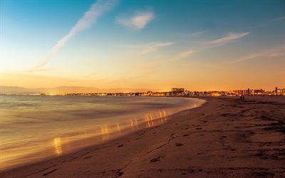 La Playa de venecia, 4k, LA, puesta de sol, estados unidos, en Los &#193;ngeles, estados UNIDOS