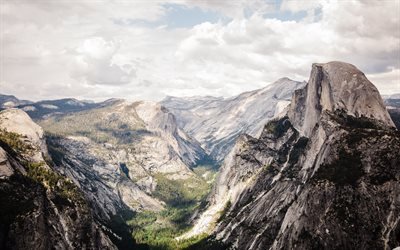 4k, la Vallée de Yosemite, en été, des forêts, des montagnes, Parc National de Yosemite, Sierra Nevada, etats-unis, l'Amérique