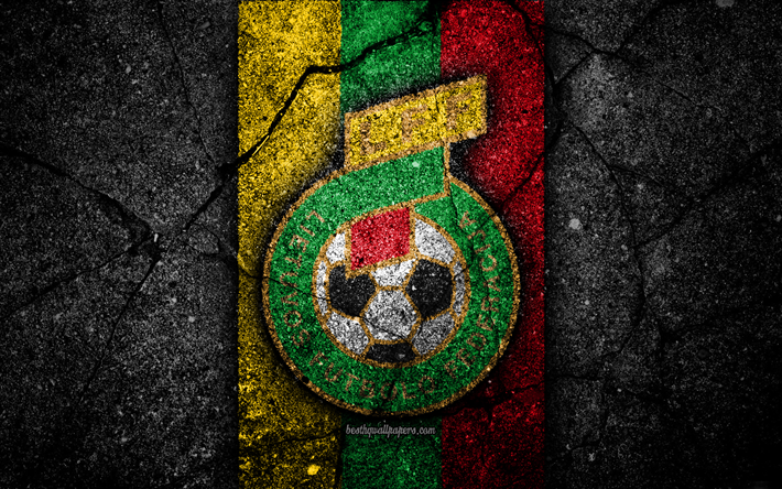 Litauiska fotboll, 4k, emblem, UEFA, Europa, fotboll, asfalt konsistens, Litauen, Europeiska nationella fotbollslag, Litauen landslaget