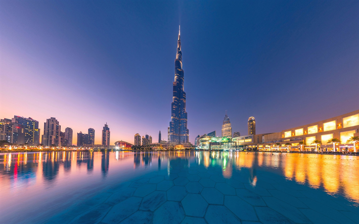 Burj Khalifa, Dubai, grattacielo, moderno, architettura, Emirati Arabi Uniti, paesaggio urbano, EMIRATI arabi uniti