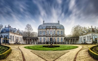 Voorst Guelders, vackra gamla luxury house, arkitektur, Nederl&#228;nderna, park