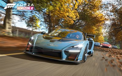 McLaren Senna, 4k, autosimulator, 2018 games, E3 2018, Forza Horizon 4