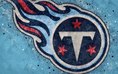 Tennessee Titans, 4k, logo, geometric art, american football club, creative art, blue abstract background, NFL, Nashville, Tennessee, USA, American Football Conference, National Football League
